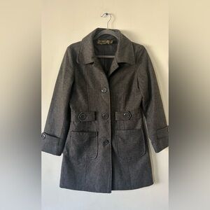 60% Wool Charcoal Trench Coat.